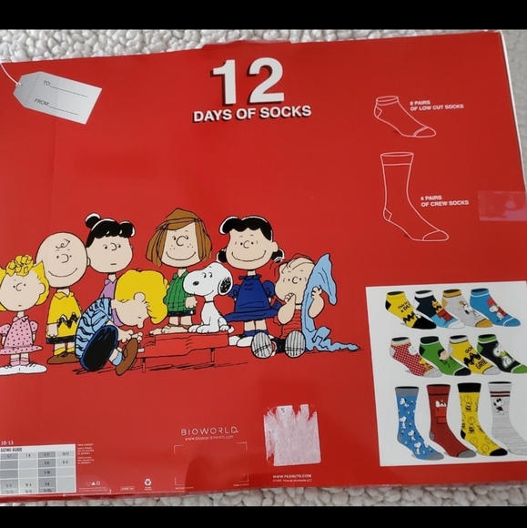 PEANUTS 12 Days Of Socks Snoopy Charlie Brown Unisex - Picture 2 of 4